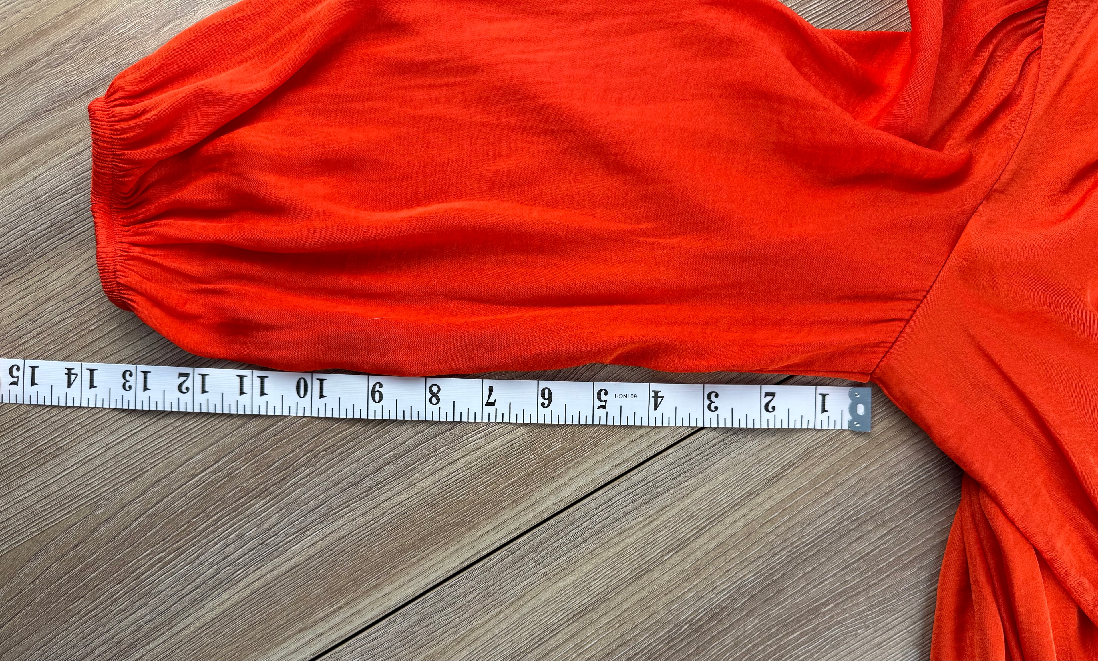 Rachel Zoe Vibrant Orange boho blouse measuring approx 14" sleeve length