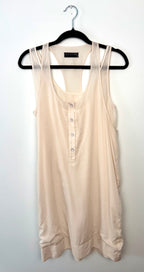 Rag & Bone Shirt sleeveless cream tank dress – front view, button placket detail
