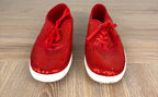 Red Sequin Lace-Up Sneakers