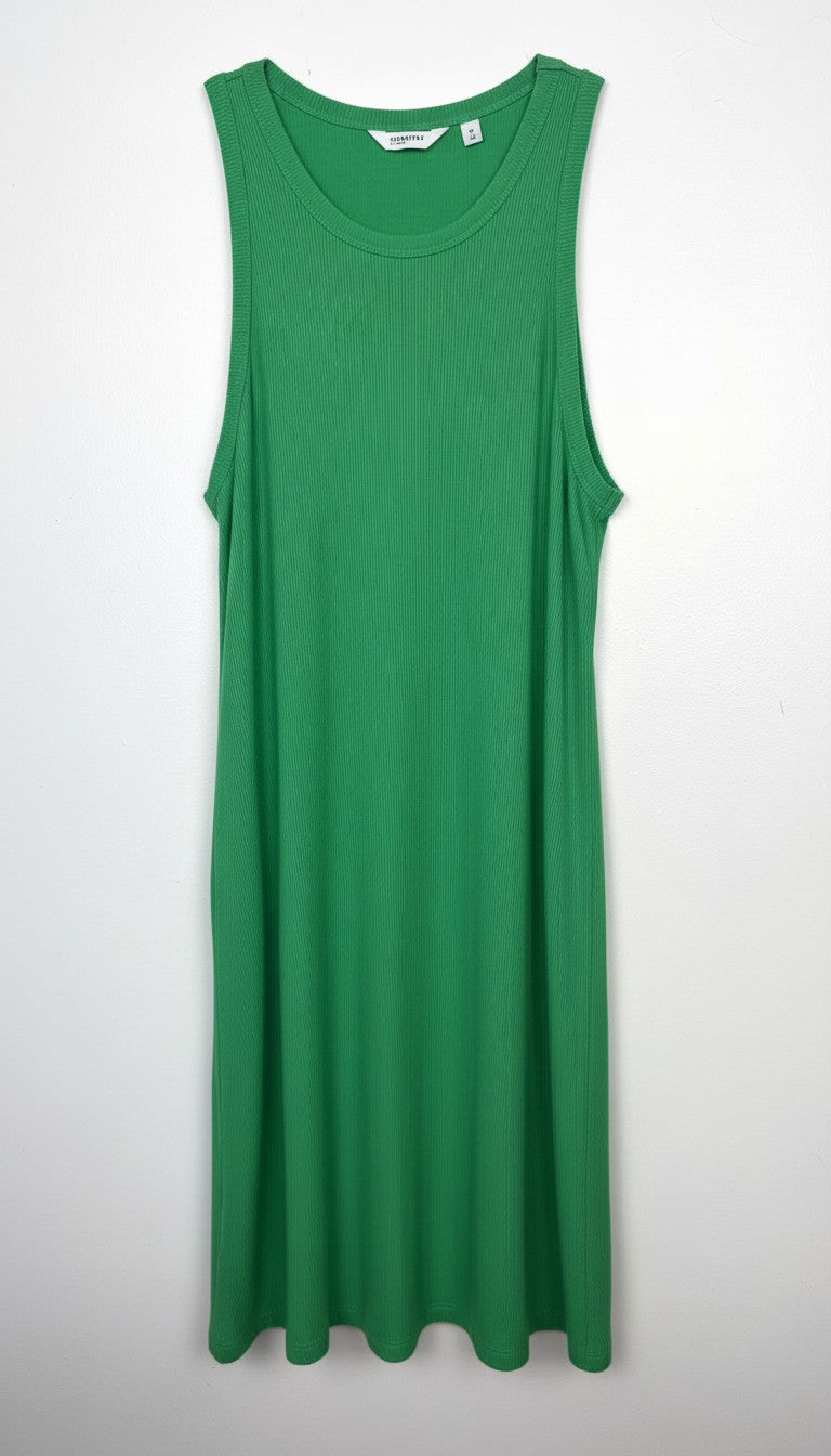 Reitmans_shamrock_green_Ribbed_Midi_Tank_Dress_at Blue Sparrow Shop