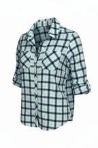Resale 99% Cotton Eddie Bauer Plaid Button Front Shirt at Blue Sparrow Shop on white background