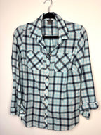 Resale 99% Cotton Eddie Bauer Plaid Button Front Shirt at Blue Sparrow Shop on hanger