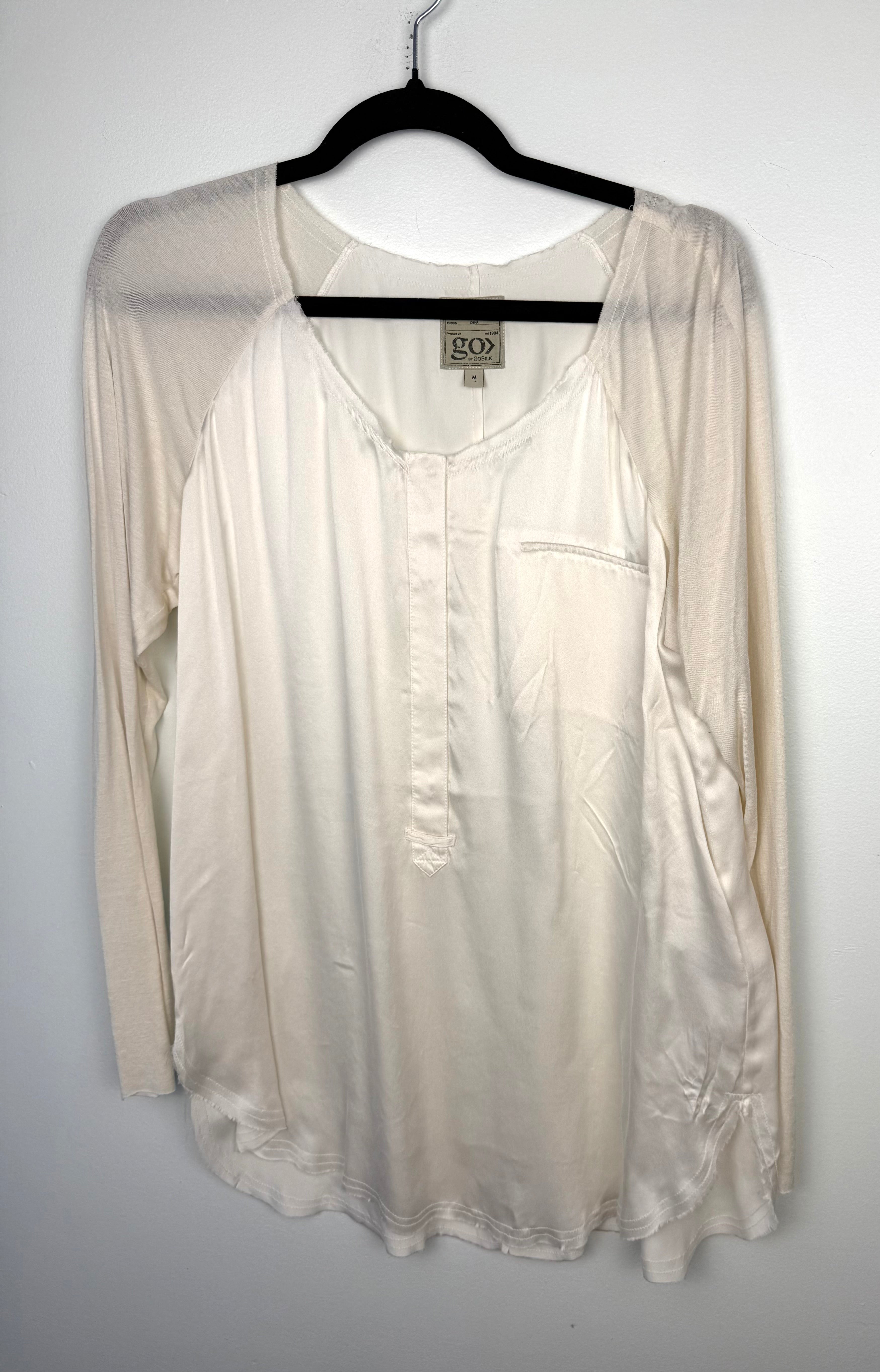 Resale Go Silk Washable Silk Long Sleeve Blouse at Blue Sparrow Shop on hanger