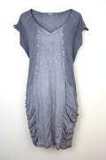 Resale Ruched Pocket Cold Shoulder Tunic Dress  at Blue Sparrow Shop  on white background