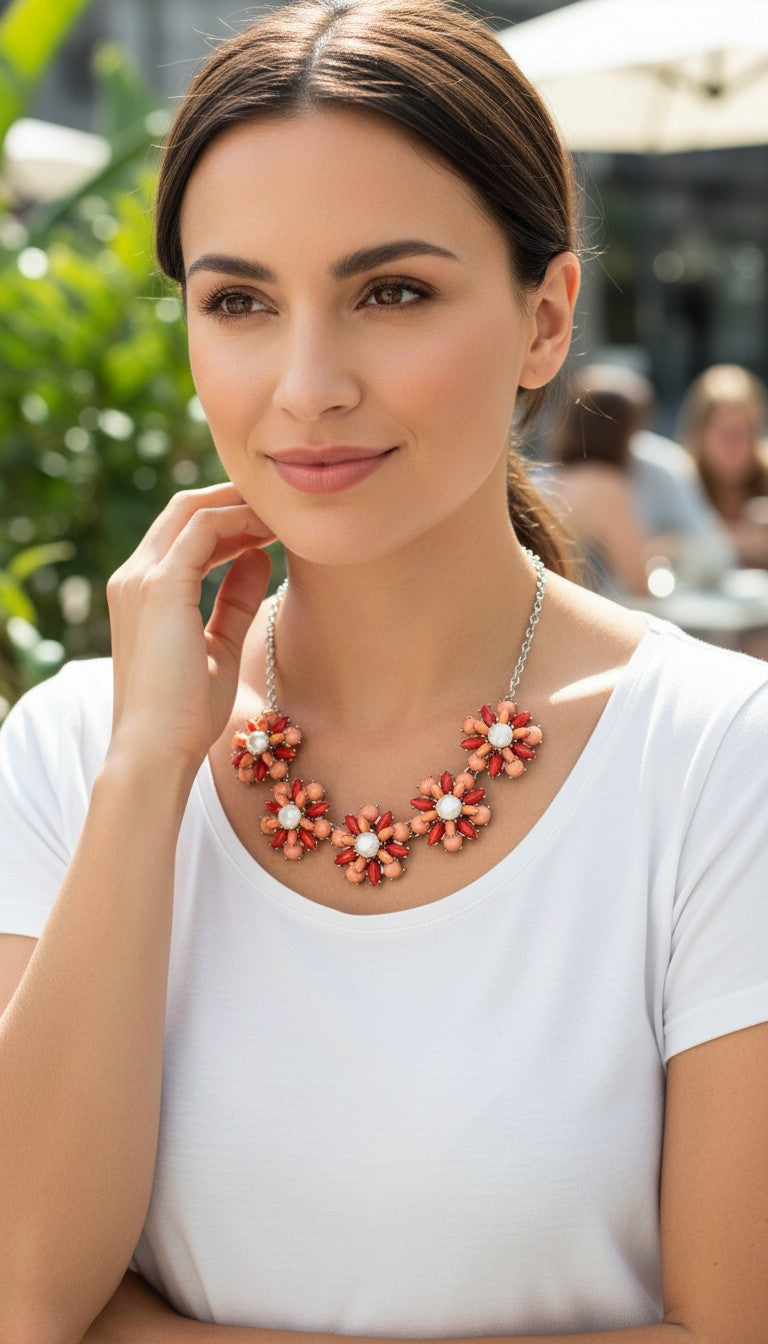 Retro Floral Statement Necklace at Blue Sparrow Shop