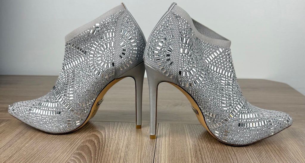 Rhinestone look angle boots | Glitter event boots side view 