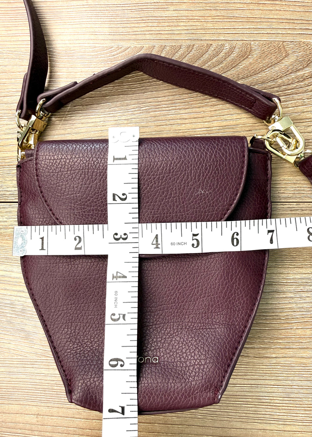 Riona Mini Crossbody Bag  at Blue Sparrow Shop measuring 7" x 7" 