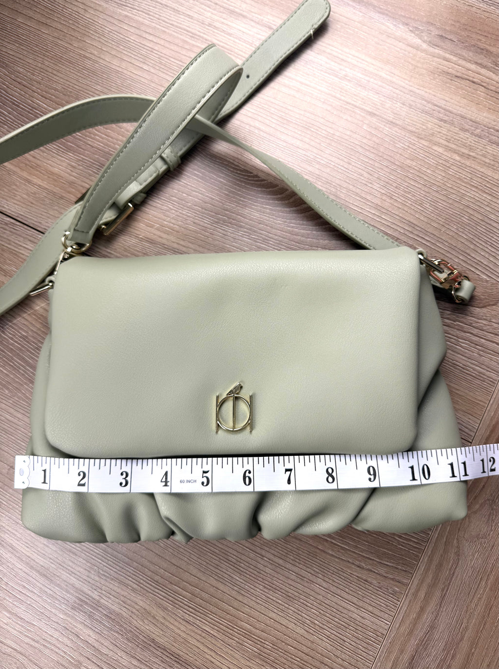 Riona Sage Green Crossbody Bag | RFID  protection travel purse measuring 11" wide 