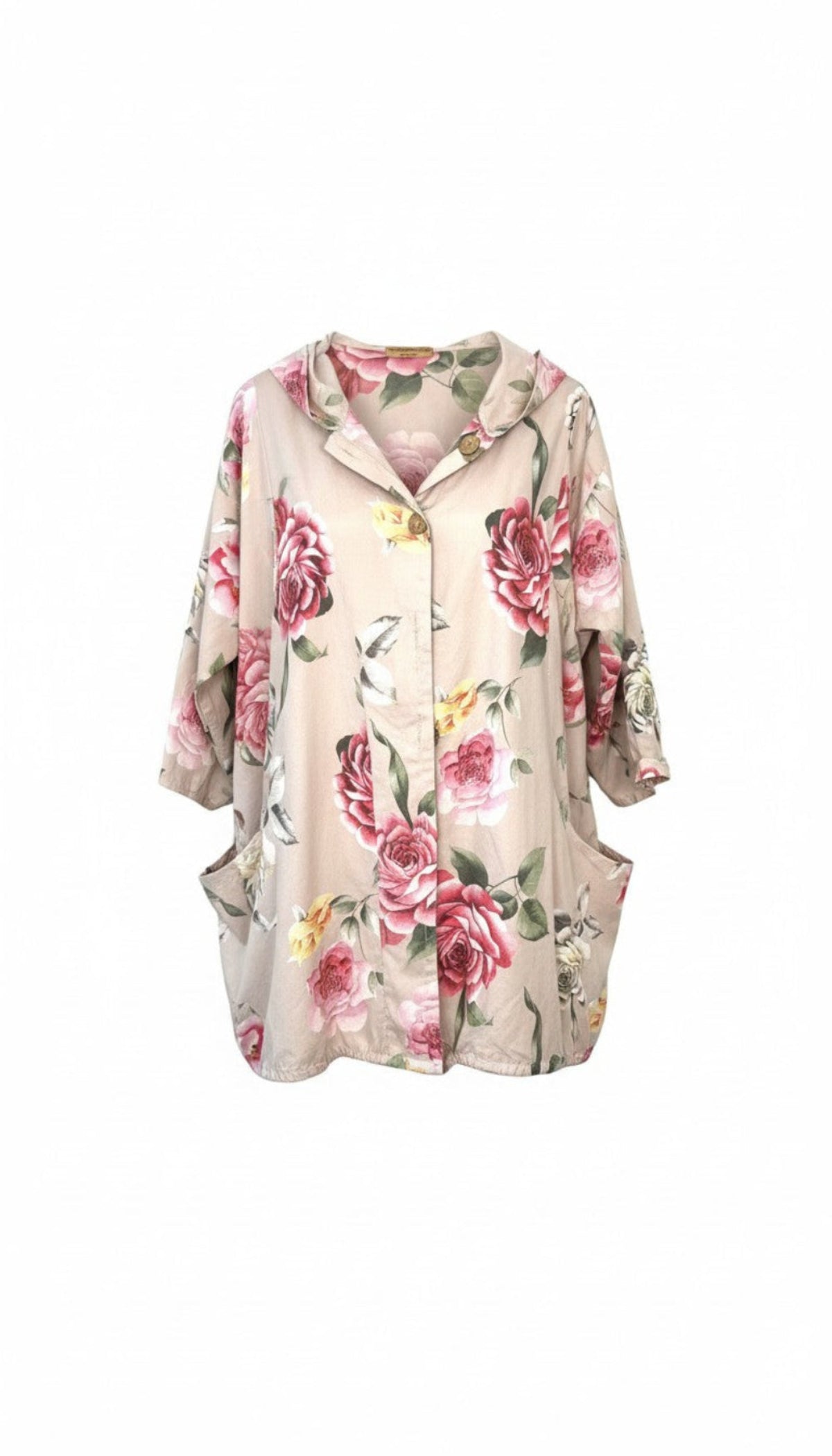 Romantic_boho_oversized_floral_cotton_jacket_with_hood_and_patch_pockets_at Blue Sparrow Shop