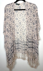 Roots Canada Lightweight Geometric Print Fringe Kimono | One Size at Blue Sparrow Shop on hanger