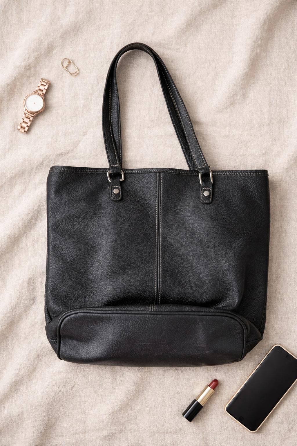 Roots black pebbled leather bag at Blue Sparrow 