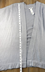 Roots oversized cardigan or kimono in denim blue measuring approx 27" length 