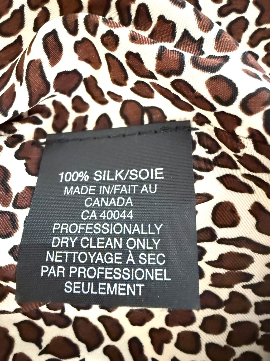 Ross Mayer 100 percent silk dress made in Canada dry clean only tag