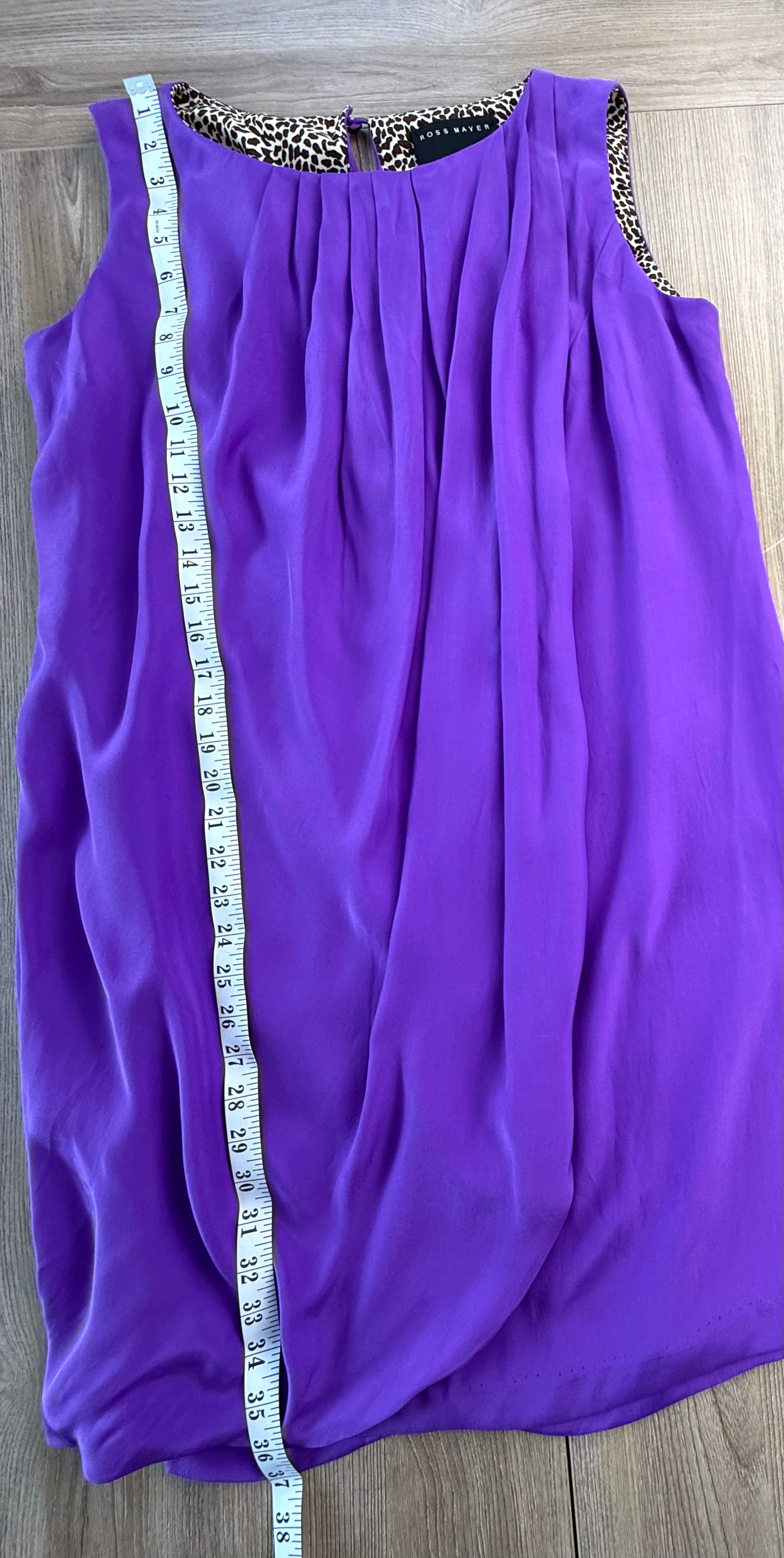 Ross Mayer Designer 100% Silk Sleeveless Dress measuring 37" from shoulder to hem