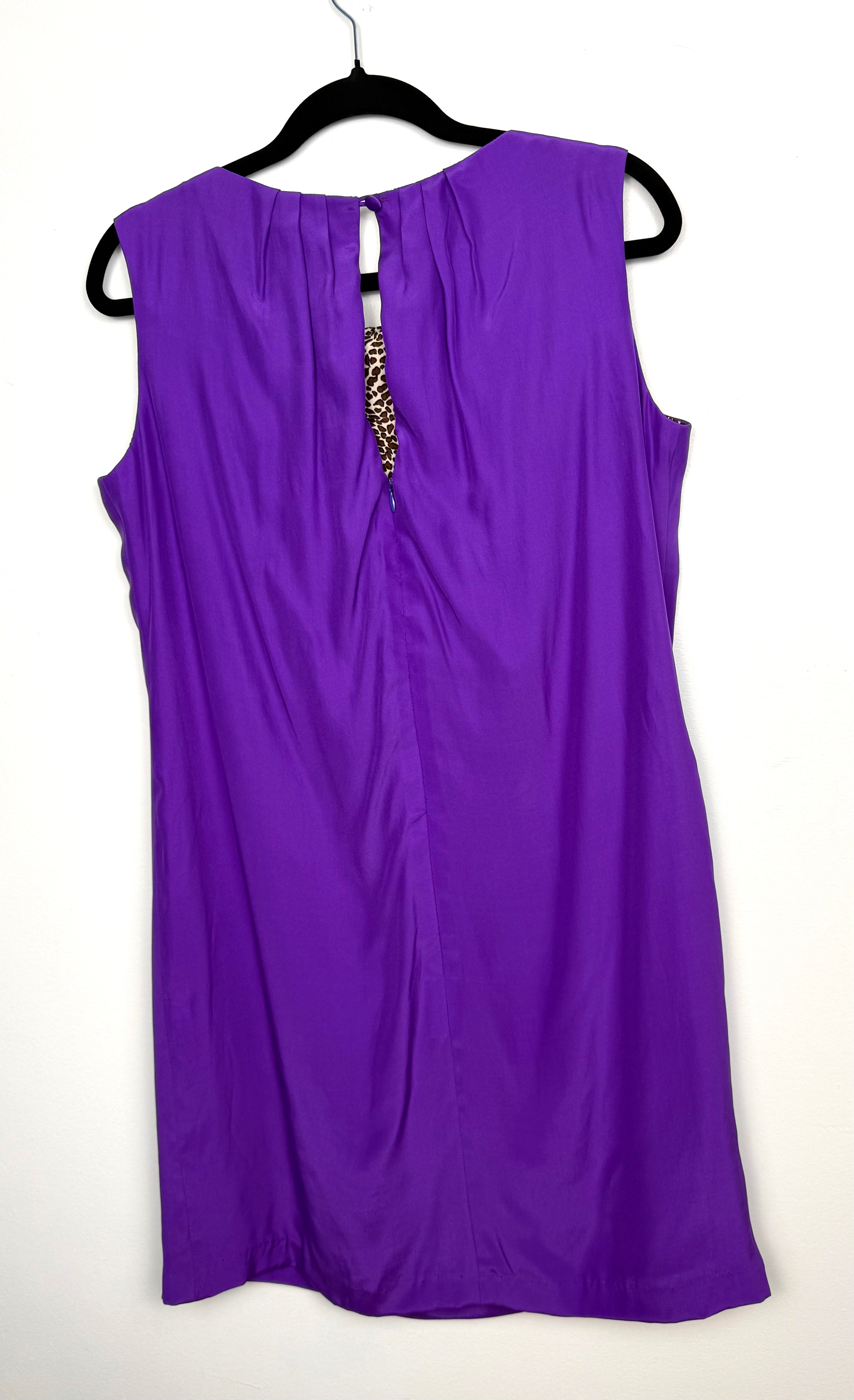 Ross Mayer silk dress purple size 12 women’s sleeveless back view keyhole closure