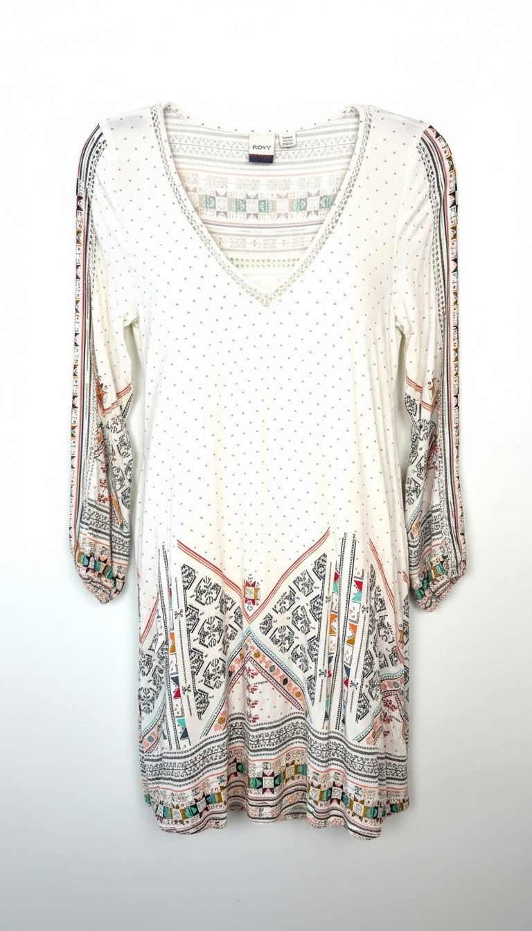 Roxy Boho Print Tunic Top | Dress | Size S at Blue Sparrow Shop