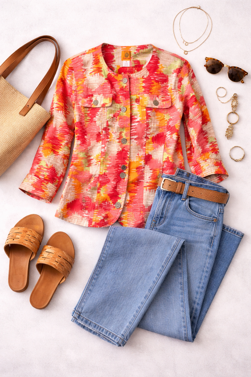 Ruby Red Abstract Print Jacket at Blue Sparrow Shop lifestyle photo