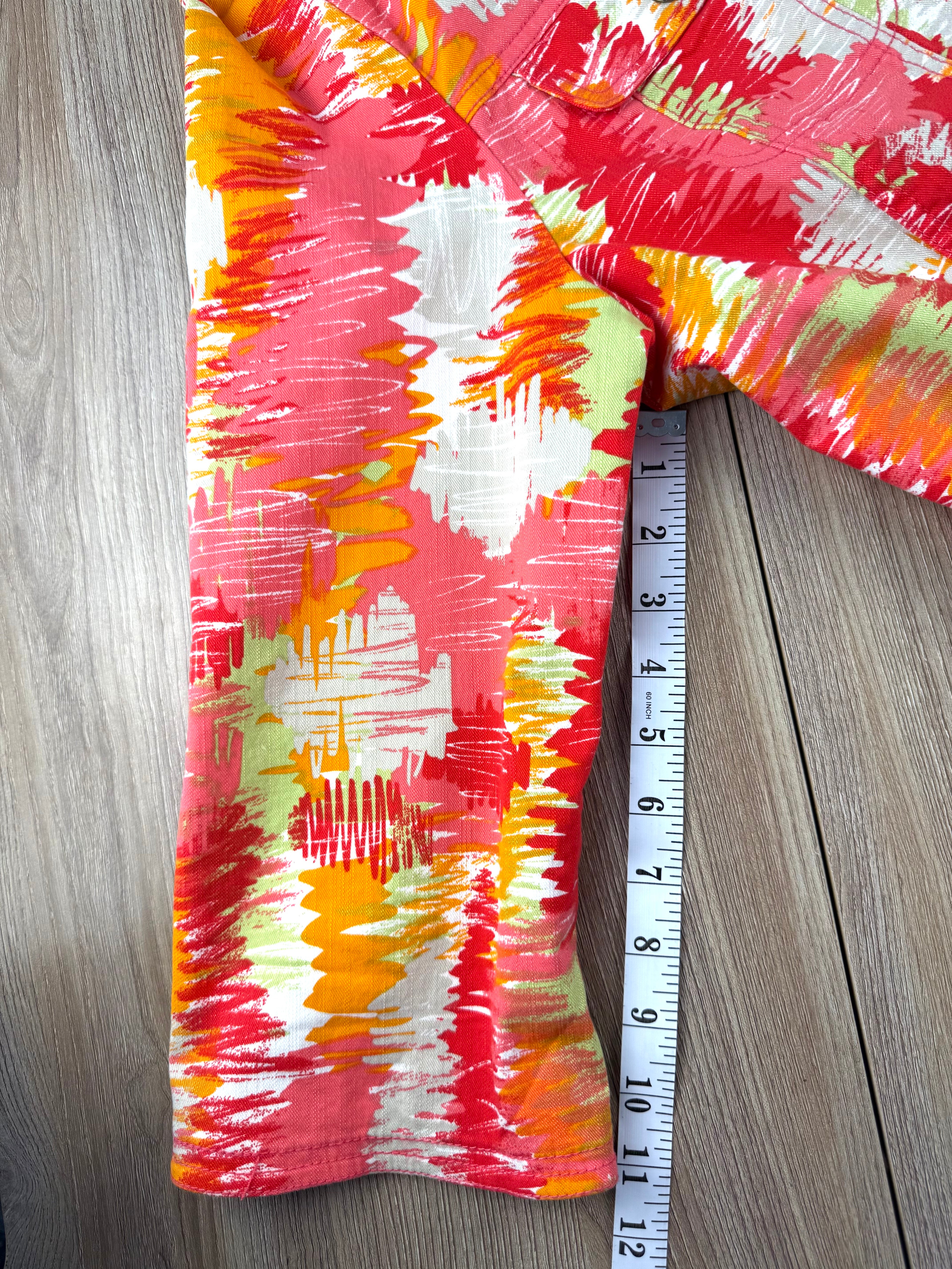 Ruby Red Multi Coloured denim style jacket measuring approx 11" sleeve 