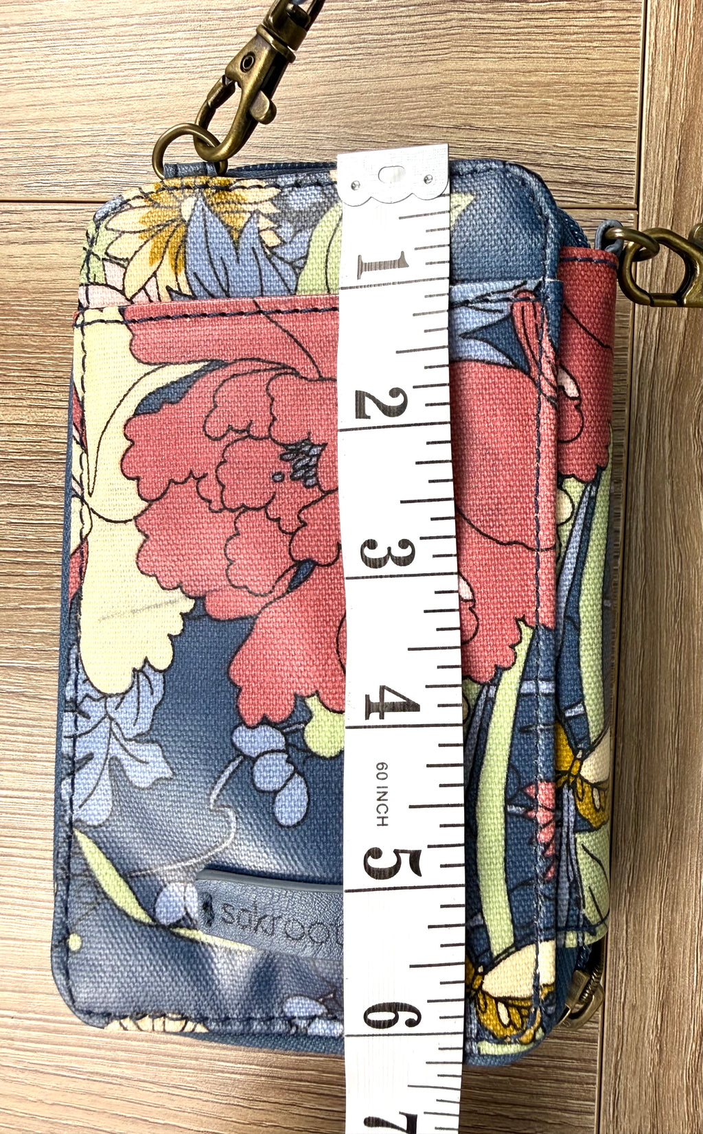 Sakroots Floral Crossbody Phone Wallet  measuring 6" tall 