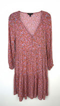 Sanctuary floral mini dress pink orange long sleeve boho women’s dress at Blue Sparrow shop main image