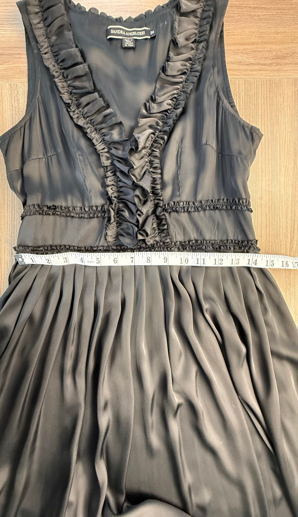 Sandra Angelozzi dress | Sandra Angelozzi little black dress showing waist measurement of 28""