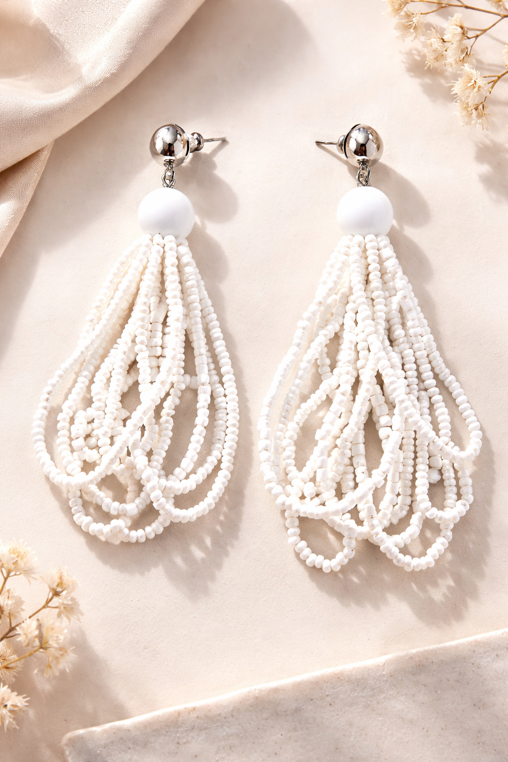 Seed Bead Tassel Earrings at Blue Sparrow Shop