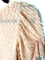 Shoulder detail on romantic feathery Zara blush coloured blouse