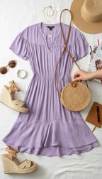 Vera Wang Lavender Dress | Size M lifestyle photo at Blue Sparrow Shop