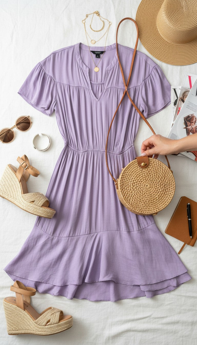 Vera Wang Lavender Dress | Size M lifestyle photo at Blue Sparrow Shop