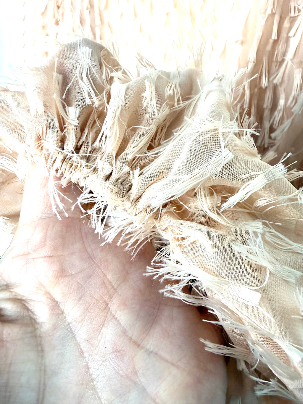 Sleeve / cuff detail on Zara modern boho feather top 