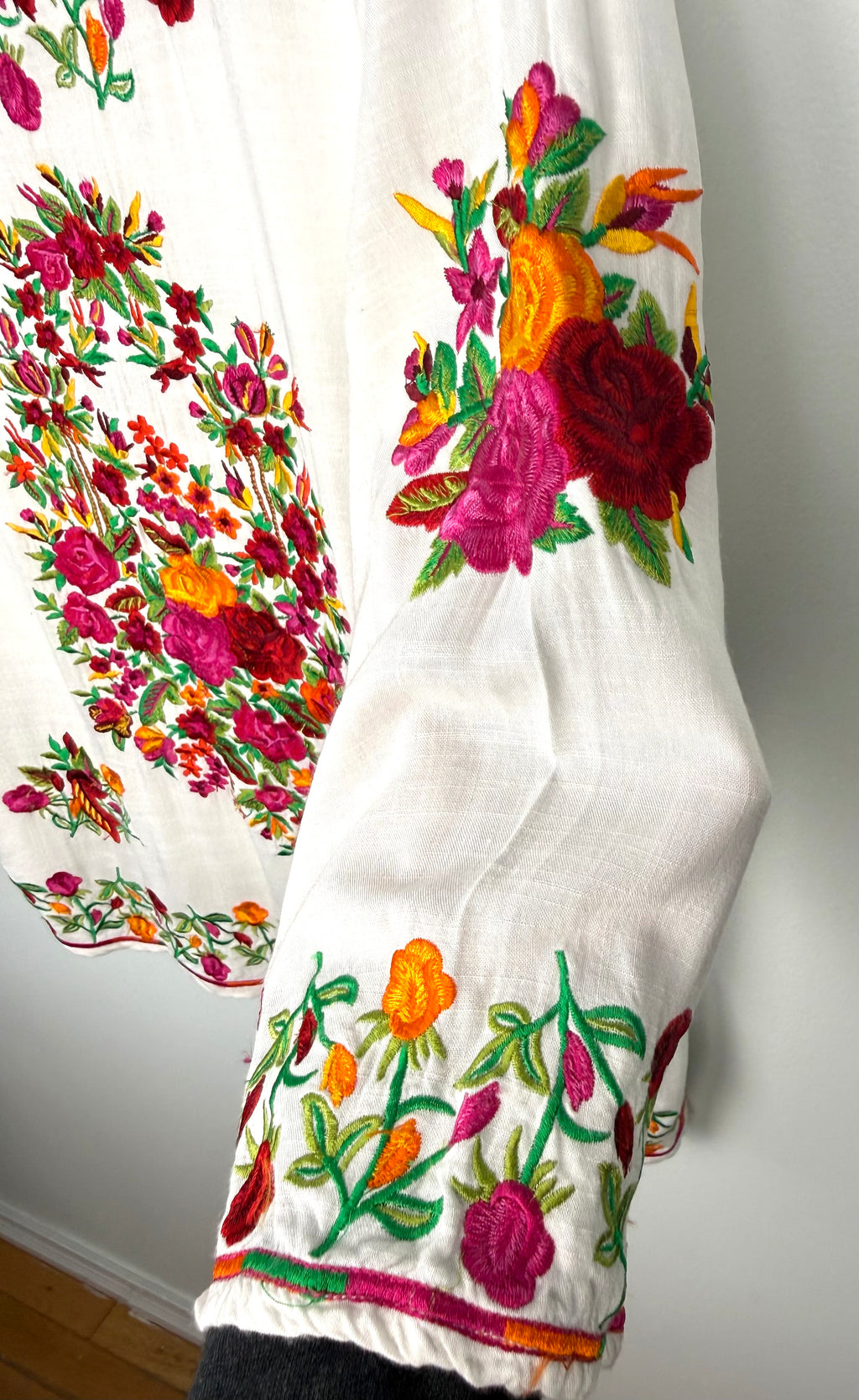 Sleeve detail on Embroidered Floral Tunic Blouse 