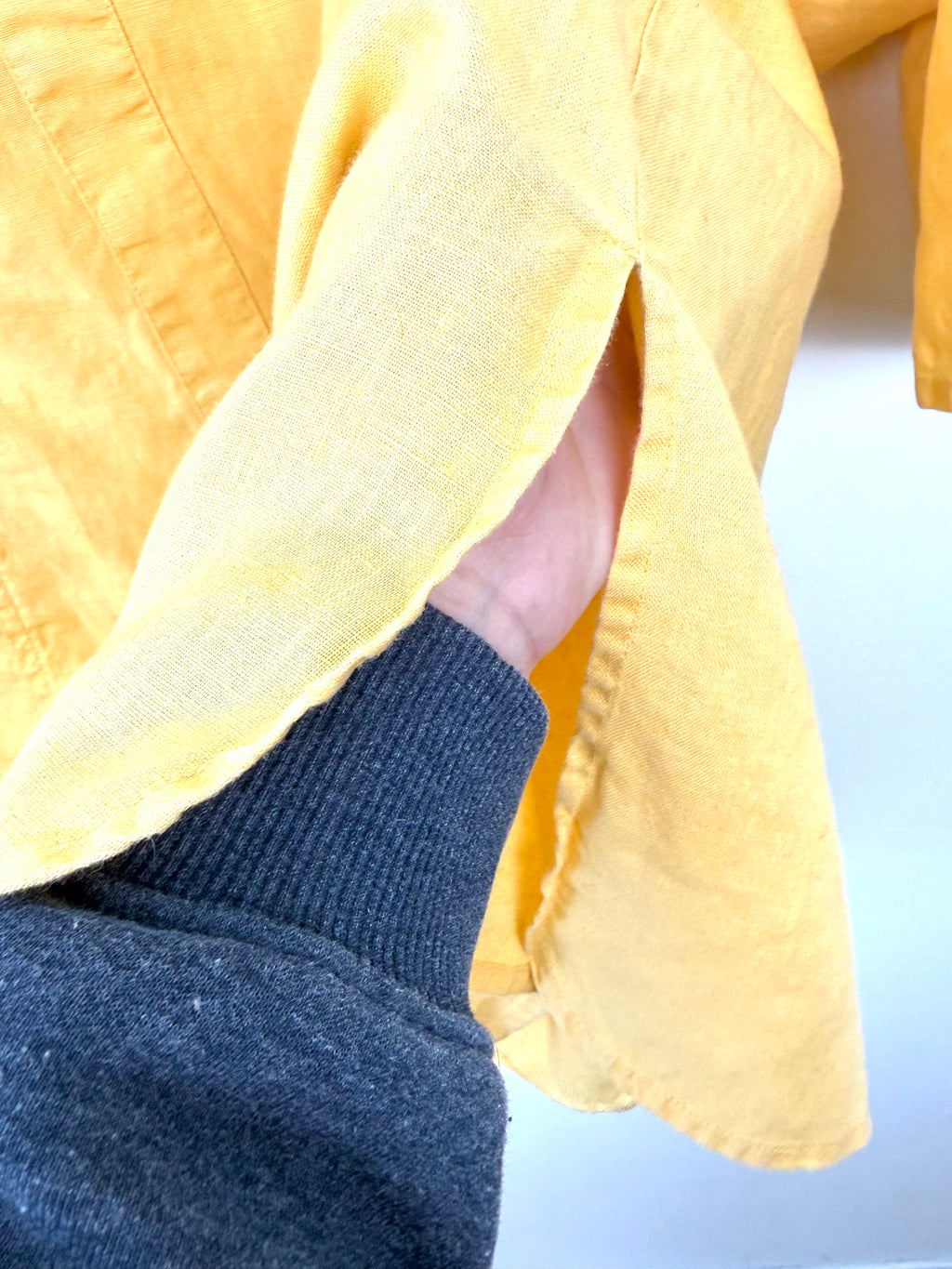 slit at hem of Lightweight 100 percent linen top cottagecore soft feminine layering piece