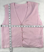  Soft Pink V-Neck Knit Vest Size S  at Blue Sparrow Shop measuring 34" bust and 17" shoulder to hem 