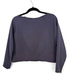 Soft grunge raw hem sweatshirt work hard be nice to people quote - back view 