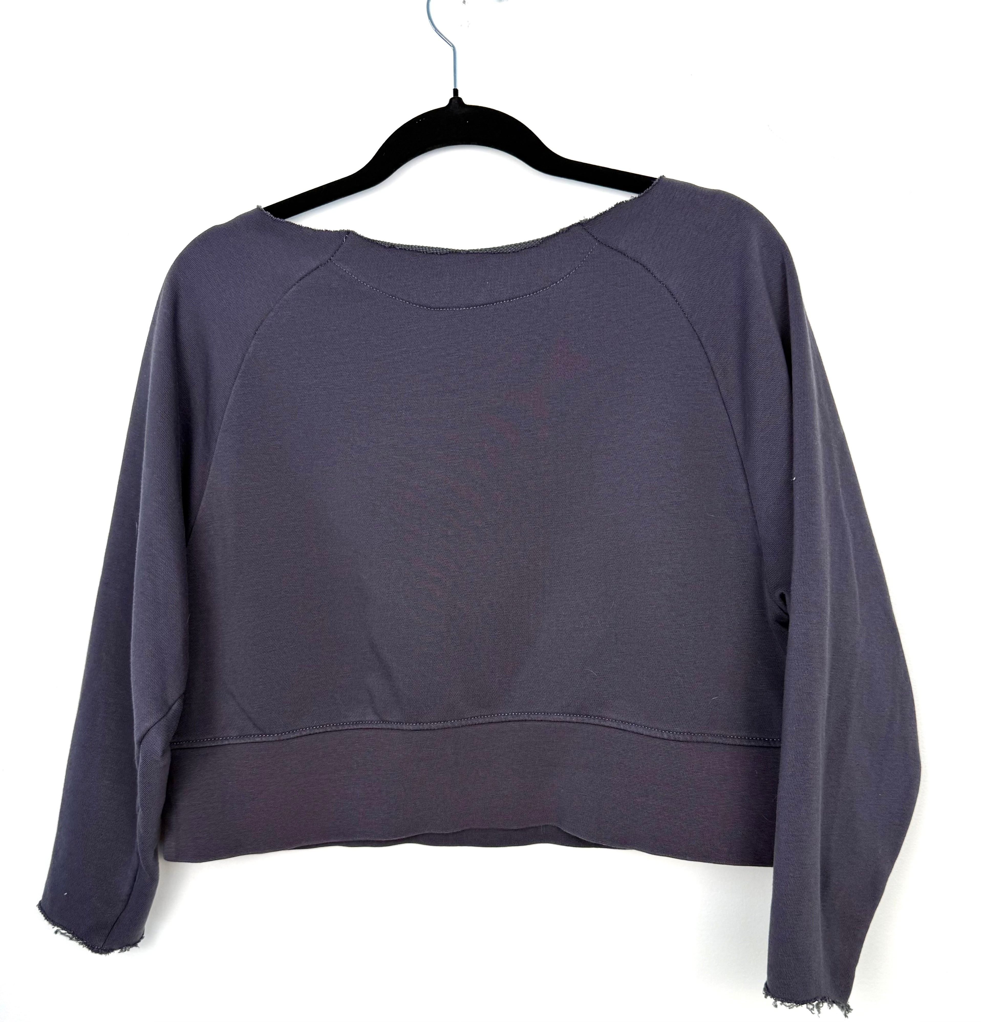 Soft grunge raw hem sweatshirt work hard be nice to people quote - back view 