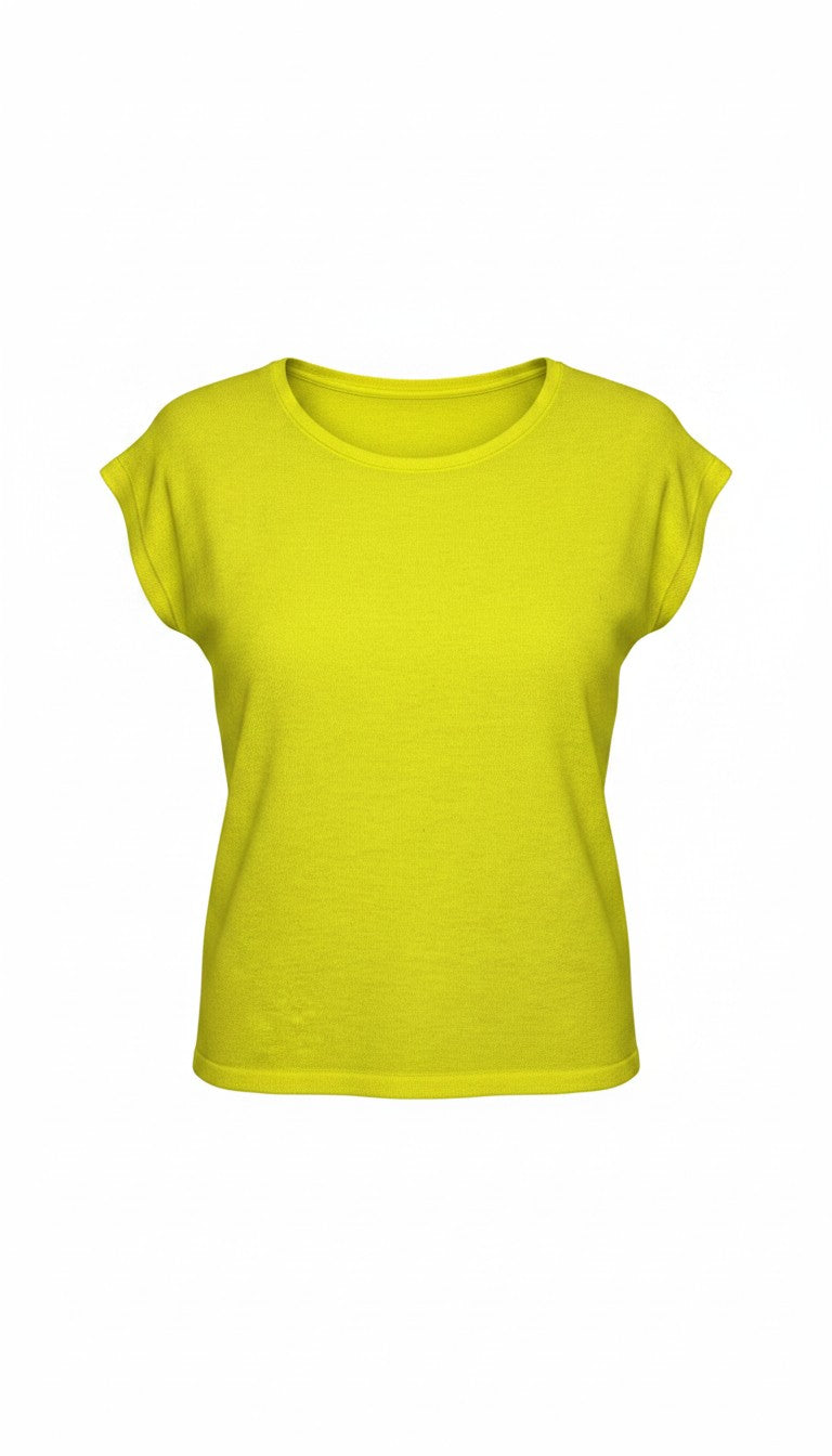 Stile Benetton — Bright Yellow Cap Sleeve Knit Top, Size M at Blue Sparrow Shop