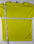Stile Benetton — Bright Yellow Cap Sleeve Knit Top, Size M at Blue Sparrow Shop measuring 38" bust and 22" shoulder to hem 