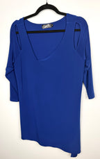 Sympli Asymmetrical Cold-Shoulder V-Neck Top  on hanger