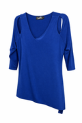 Sympli Asymmetrical Cold-Shoulder V-Neck Top | Size 12 at Blue Sparrow Shop 