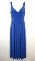 Sympli Made in Canada V-Neck Empire Waist Midi Dress | Periwinkle Blue | Travel Wear | Size 10 at Blue Sparrow Shop