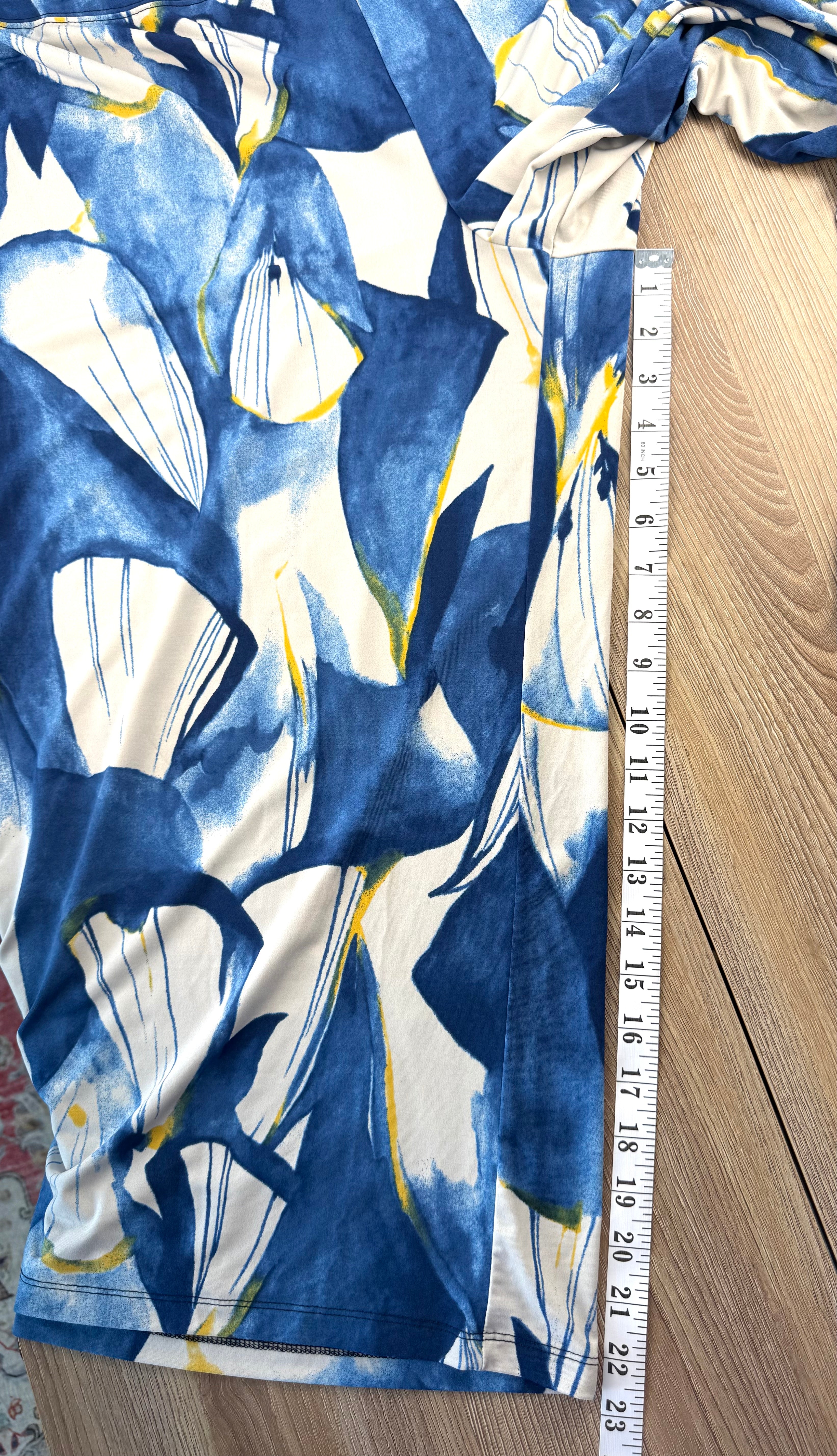 Sympli Patterned Palazzo Wide Leg Pants measuring 23" inseam