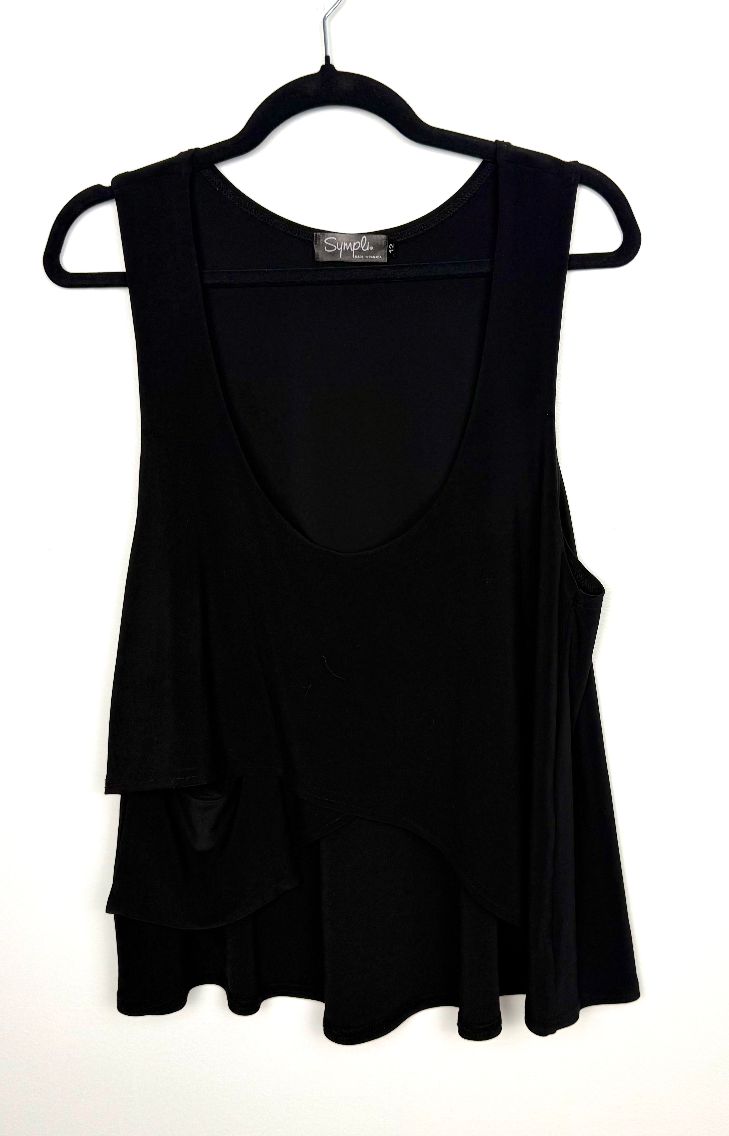 Sympli black layered sleeveless tank front view size 12