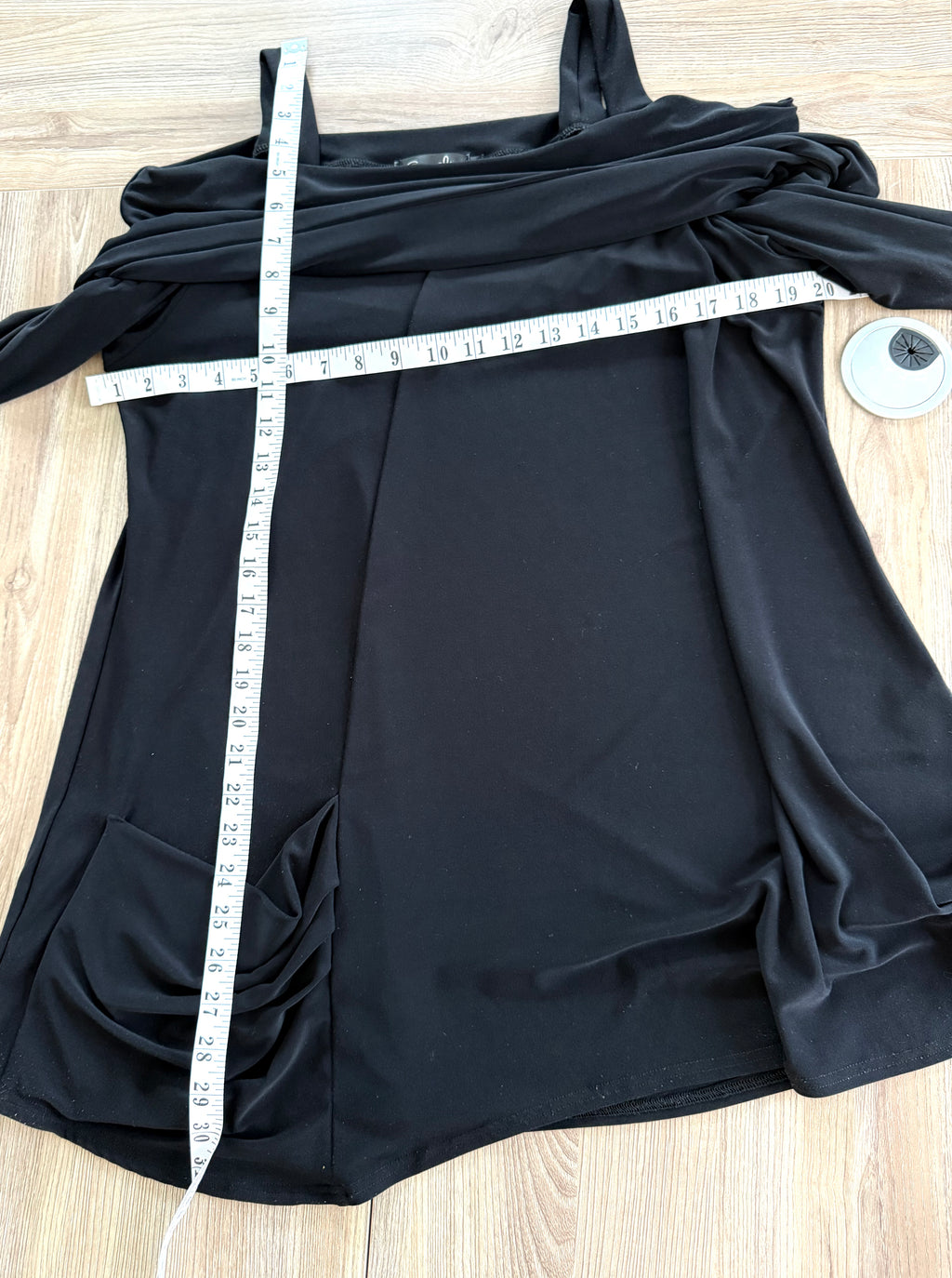 Sympli cold shoulder cowl neck top measuring 40" bust and 30" length 