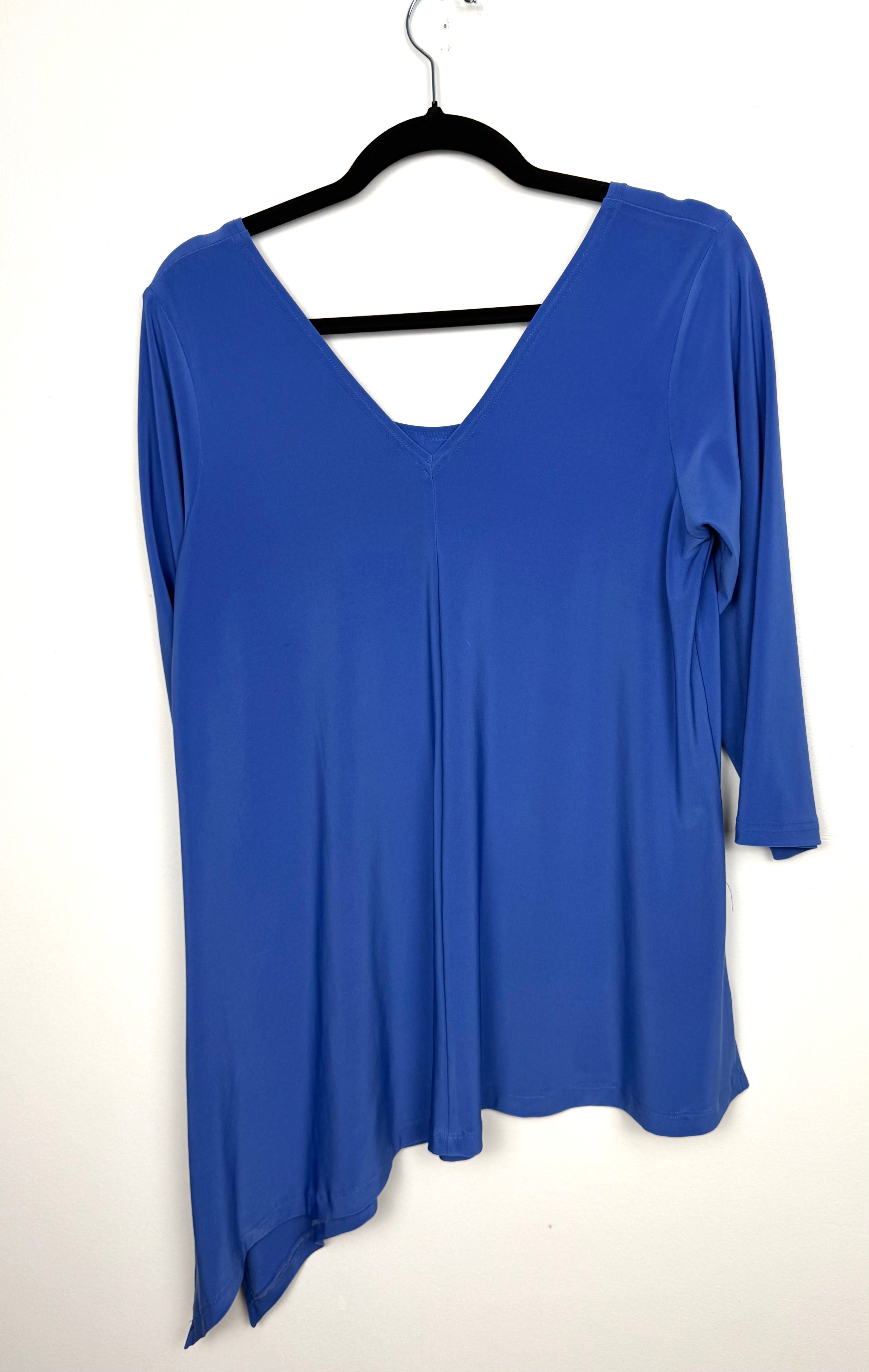 Sympli periwinkle blue draped top size 10 back view