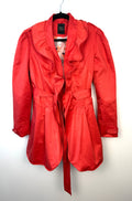 THX Merci Collection ruffle trench coat jacket on hanger