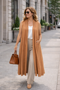 Tahari Merino Wool Blend Longline Duster | Cardigan | Size S at Blue Sparrow Shop on woman walking outside