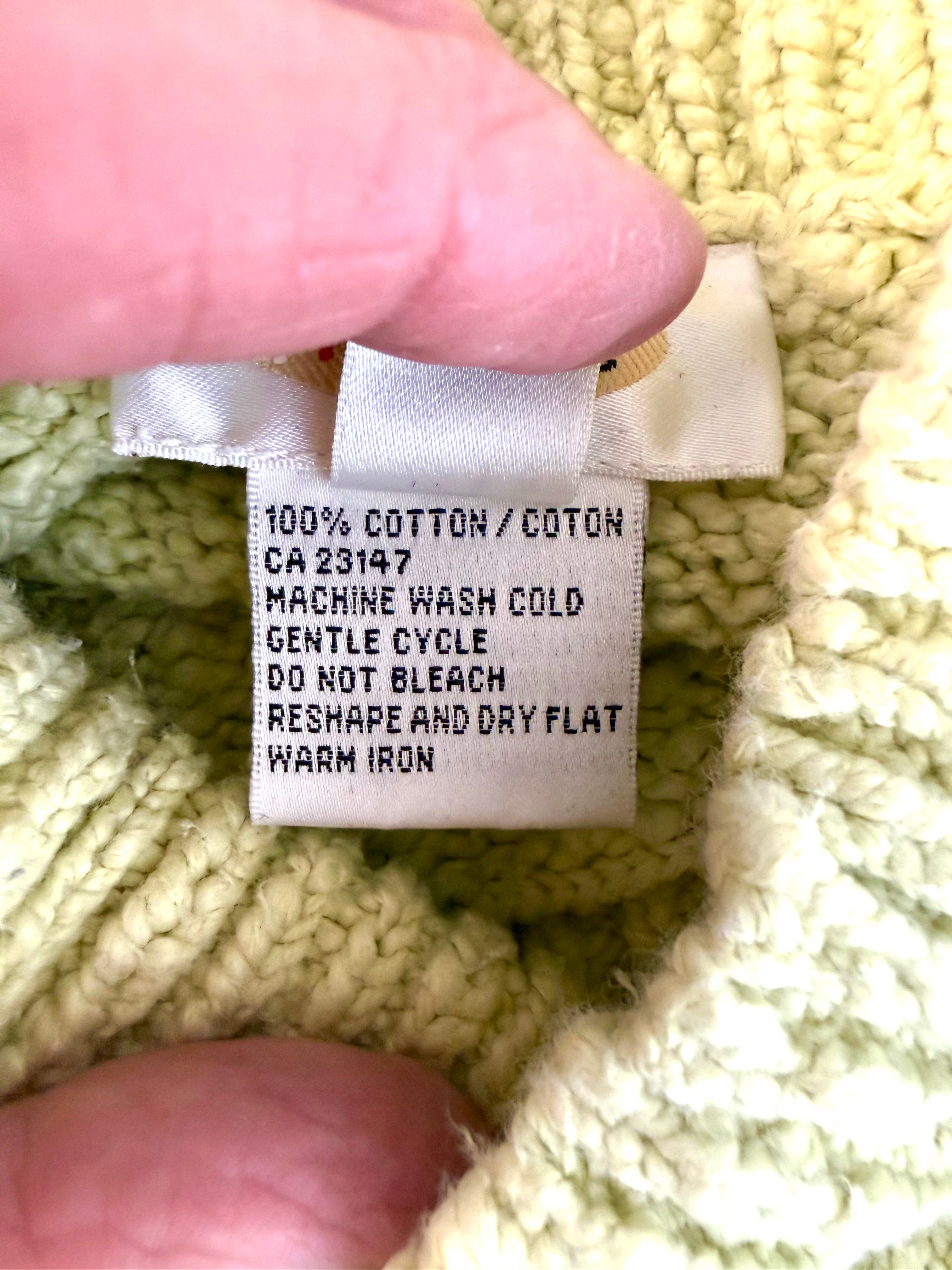 Talbots 100% Cotton Chunky Knit Sweater at Blue Sparrow Shop saying 100% cotton