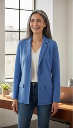 Talbots 100% Pure Merino Wool Sweater Blazer | Size S at Blue Sparrow Shop  on woman in office 