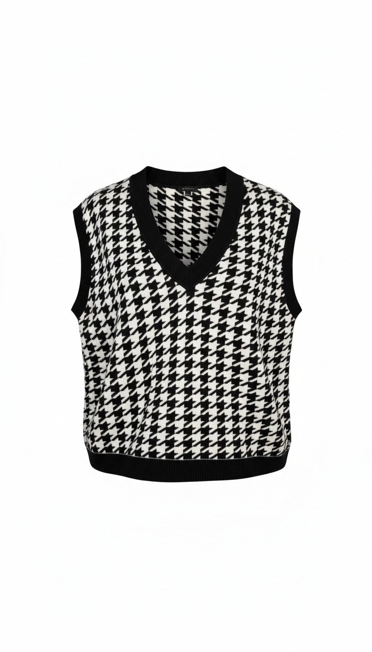 Talbots Houndstooth Sweater Vest size L at Blue Sparrow Shop