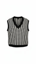 Talbots Houndstooth Sweater Vest size L at Blue Sparrow Shop